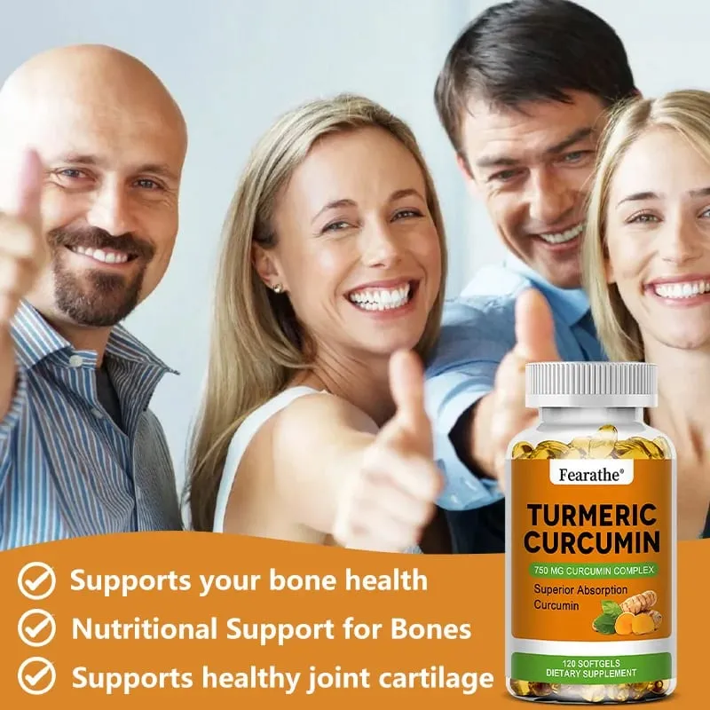 Capsules de curcumine de curcuma biologique – 750 mg, complexe de curcumine le plus puissant pour la santé du cerveau, des muscles osseux cardiovasculaires — image 4