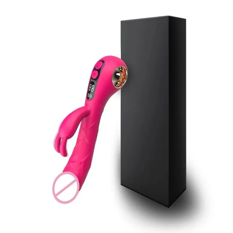 Femmina Display LCD Orecchio di Coniglio Vibratore Clitoride Tettarelle Da Biberon Gspot Stuzzicare Dildo Stimolatore Della Vagina Masturbatore Giocattoli Del Sesso per Le Donne Coppia — image 7