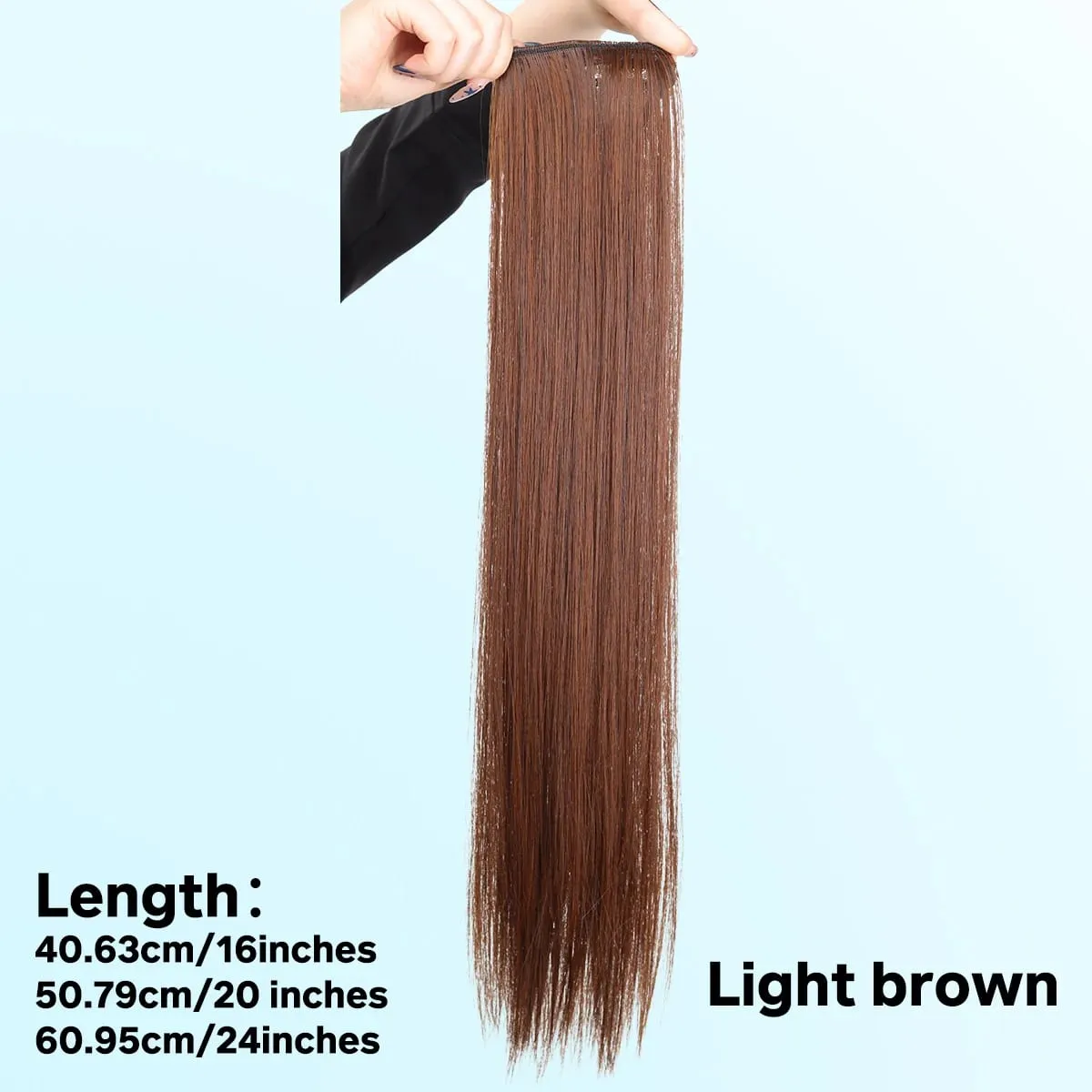 1pcs synthetic 16“20"24“ clip hair extension piece wig women's lightweight top replacement long straight hair — image 7