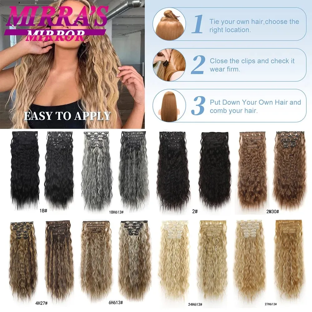 Clip In Hair Extensions 6PCS Thick Long Loose Waves Hair Extensions 20INCH Natural Soft Waves Wavy Hairpieces for Women — image 7