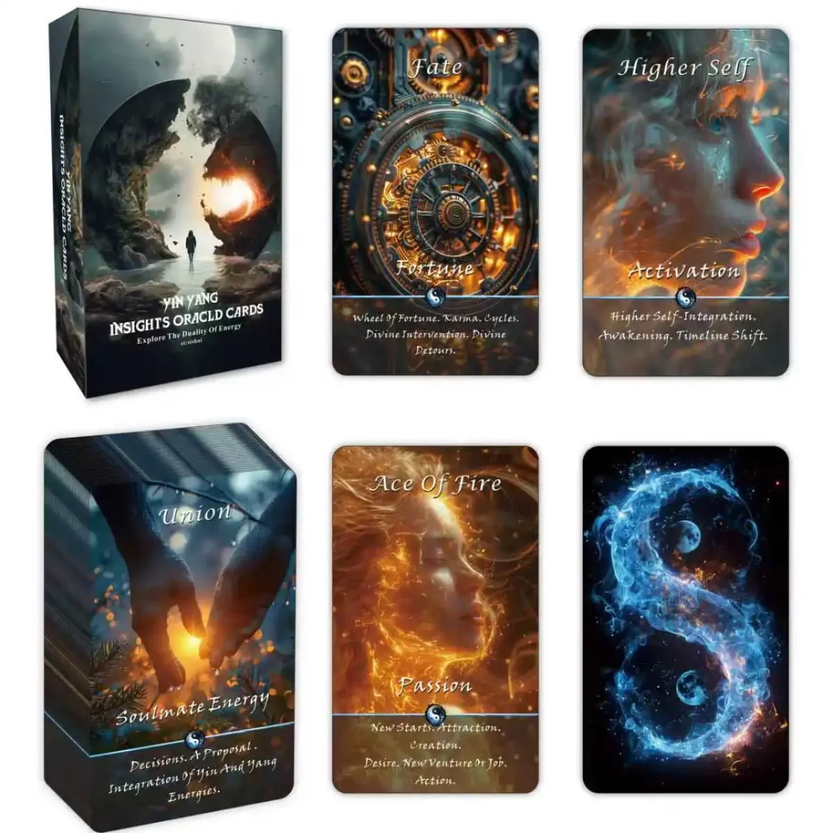 Yin-Yang Divination Cards Karma Connection Divination Deck (68 Cards) Spiritual Guidance Tool for Beginners Healing Emotions