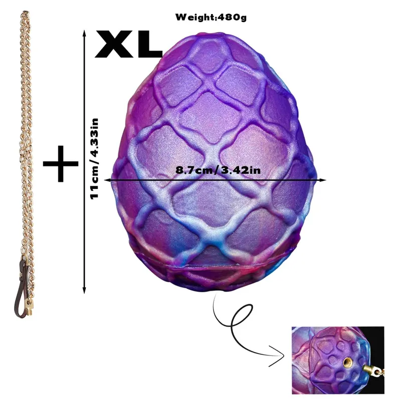 ไข่ขนาดใหญ่ Anal Plug Dildo พร้อมโซ่ Traction Butt Plug คู่ BDSM สำเร็จความใคร่ 18 + ผู้หญิง Oviposition เทรนเนอร์ Lay -ไข่ของเล่น