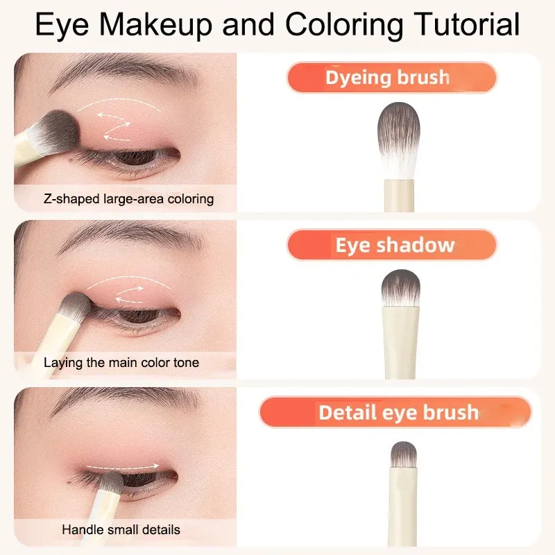 5/6/8/10pcs แปรงแต่งหน้าธรรมชาติชุดรายละเอียดอายแชโดว์ Contouring แปรง Ultra Soft Blending eyeliner Brow แปรงแต่งหน้าเครื่องมือ — image 5