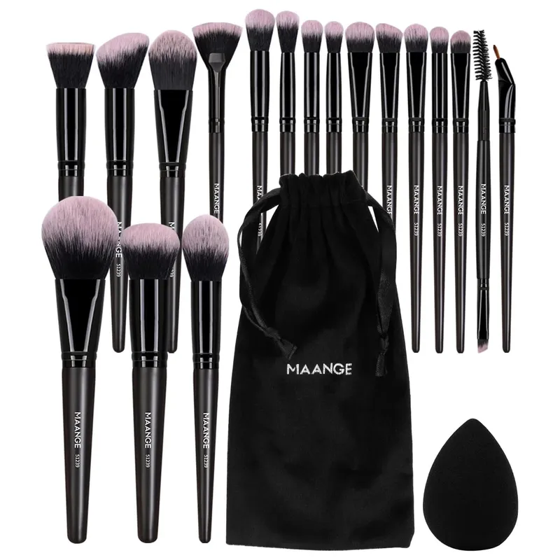 Sada 18ks profesionálních štětců na make-up s 1ks Powder Puff Soft Detail Foundation Contour Blush Brush Beauty Tools