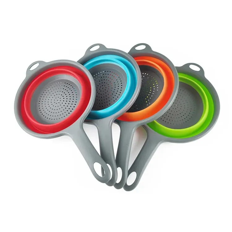 Colador plegable de silicona con mango, colador plegable de cocina para drenar Pasta, verduras, frutas, JT111 — image 7