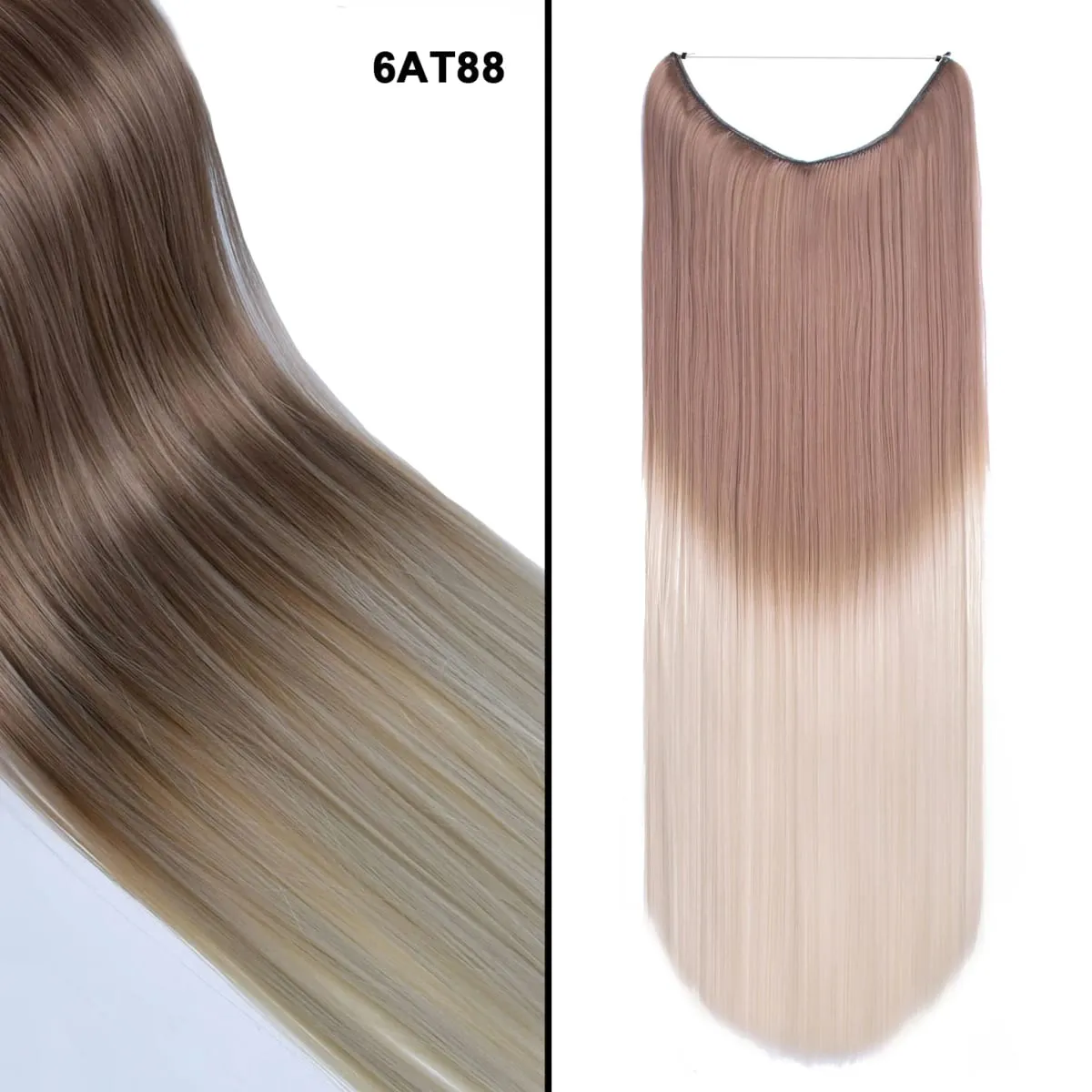 Jeedou Wavy Hair Extension Elasticity Invisible Wire Fish Line One Piece No Clips Synthetic Hairpieces Ombre Color For Ladies — image 11
