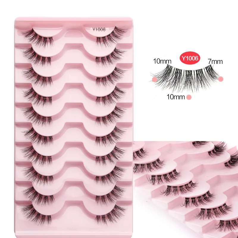 Mezze Ciglia Cat Eye Ciglia 3/5/10 Paia Ciglia Finte Soffici Morbide Aspetto Naturale Fascia Trasparente 3D Ciglia di Visone Estensione trucco
