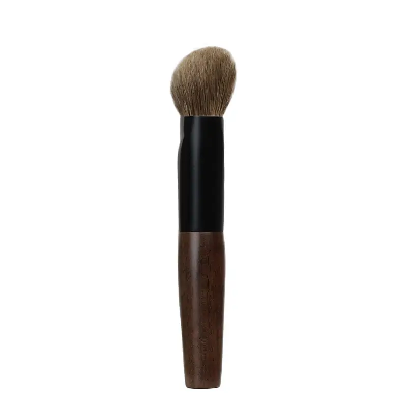 T101 Professional Handmade Makeup Brushes Soft Natural Goat Hair Tilted Foundation Brush Short Ebony Wood Handle Make Up Brush