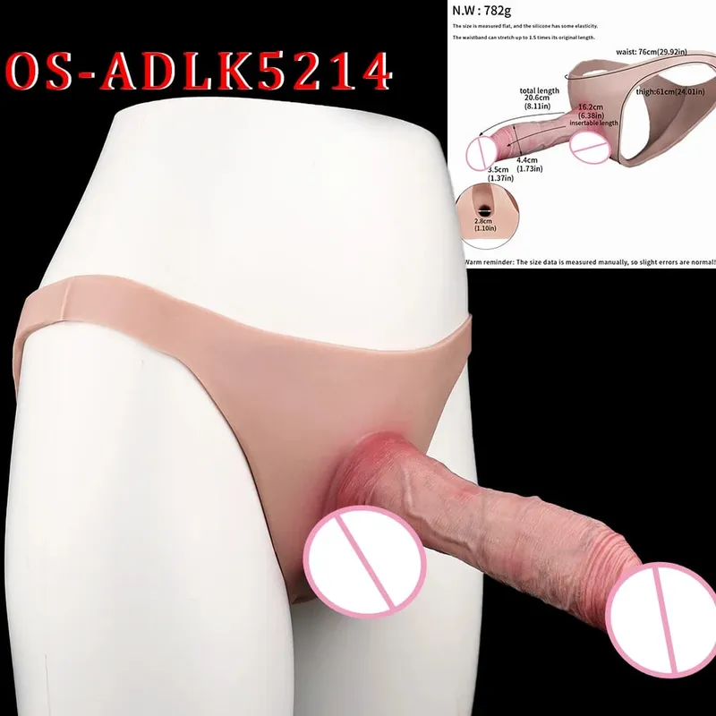 High Waist Realistic Penis Sleeve насадка на член Strap On Hollow Dildo Panties Silicone Dick Extender Sex Toy For Men