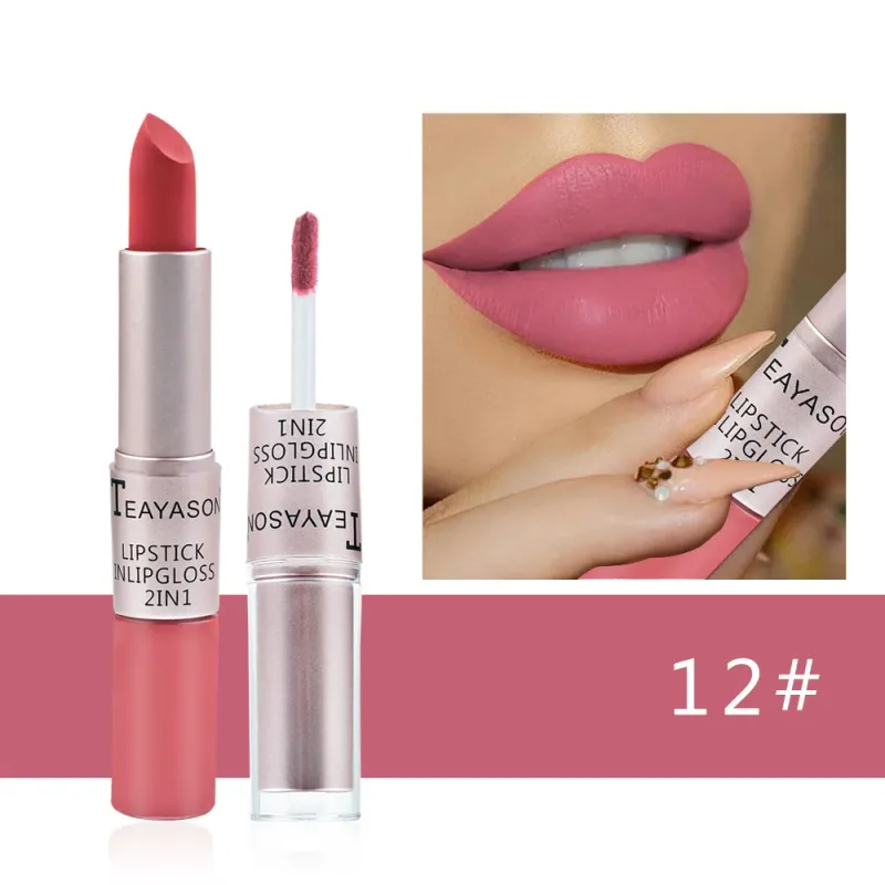Rossetto liquido opaco impermeabile non trasferibile a lunga tenuta rosa lucidalabbra tinta trucco idratante per donne e signore — image 13