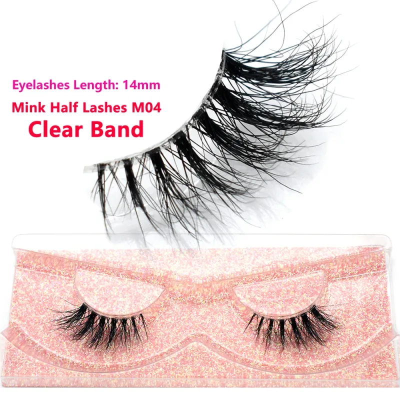 Pestañas de medio ojo, pestañas postizas cortas de visón 3D naturales, tira cruzada fina y esponjosa, pestañas postizas suaves, media extensión de pestañas, maquillaje — image 45