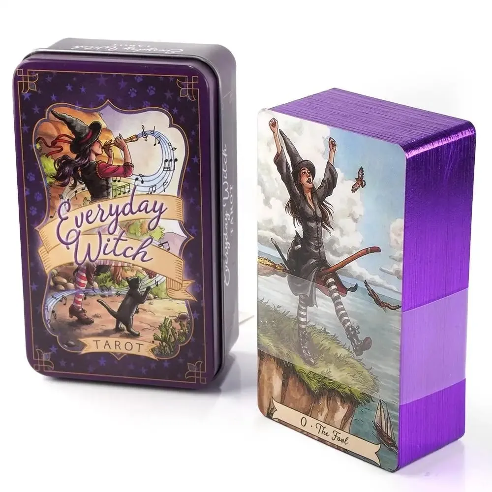 10.3*6cm Everyday Witch Tarot In A Tin Metal Box Tarot Deck with PDF Guide Book Divination Fate Cards — image 2