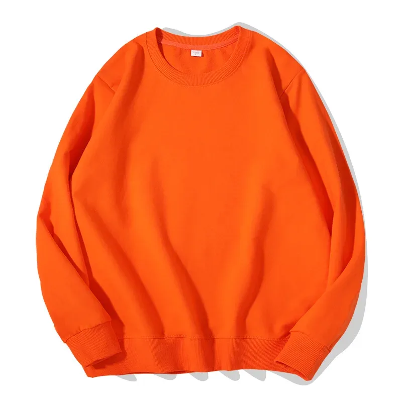 260g 100% Cotton Men's Hoodless Sweater Pullovers Sweatshirts Men Loose Solid Color Warm O Neck Tops Hip Hop Y2k Sweatshirt Tops — image 18