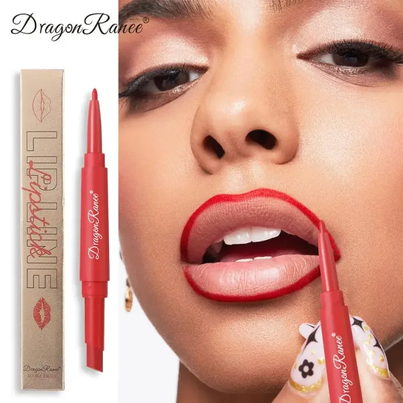 Double Head Matte Lip Liner Pencil 2 in 1 Long Lasting Waterproof Nude Red Lipstick Brighten Outline Makeup Stick — image 4