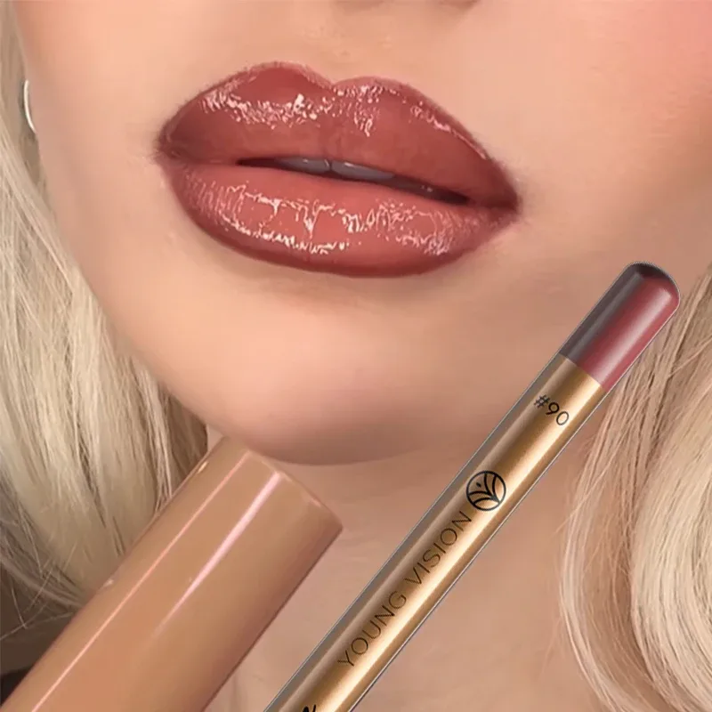 2 PC ชุด Matte Lip Liner และ Starry Glitter ลิปกลอส Pearlescent Fine Shimmer Long-Lasting Hydration ไม่เหนียวเหนอะหนะแต่งหน้า — image 3