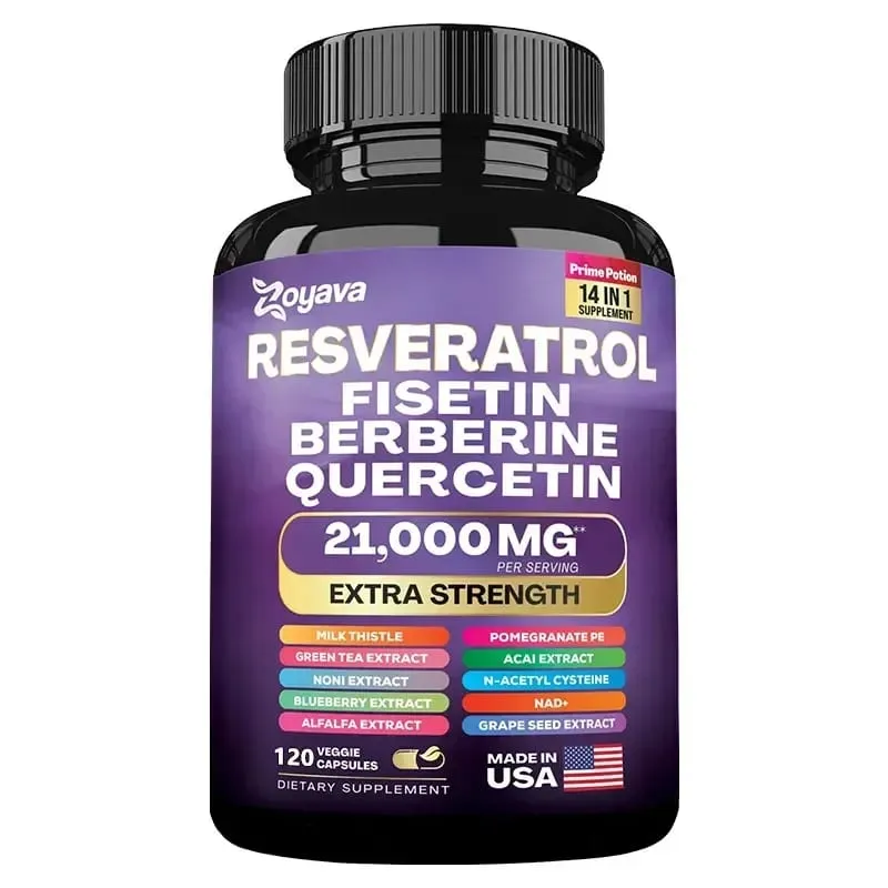 Capsules d'extrait de resvératrol - Avantages Immunité Antioxydants Santé cardiovasculaire Favorise une peau lisse