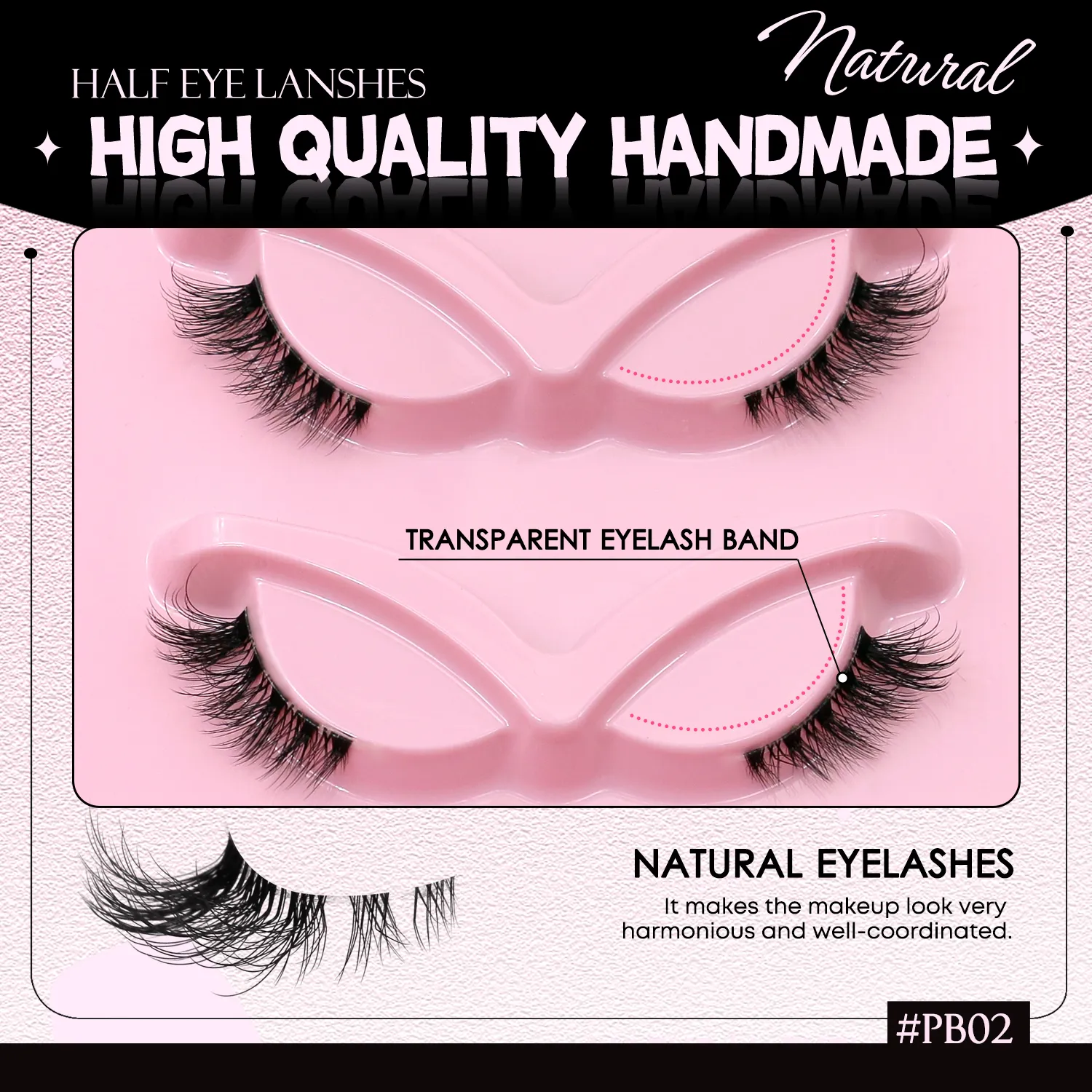 Demi-cils yeux de chat, aspect naturel, Faux cils vaporeux, Faux cils en vison, bande transparente, Faux cils naturels, maquillage