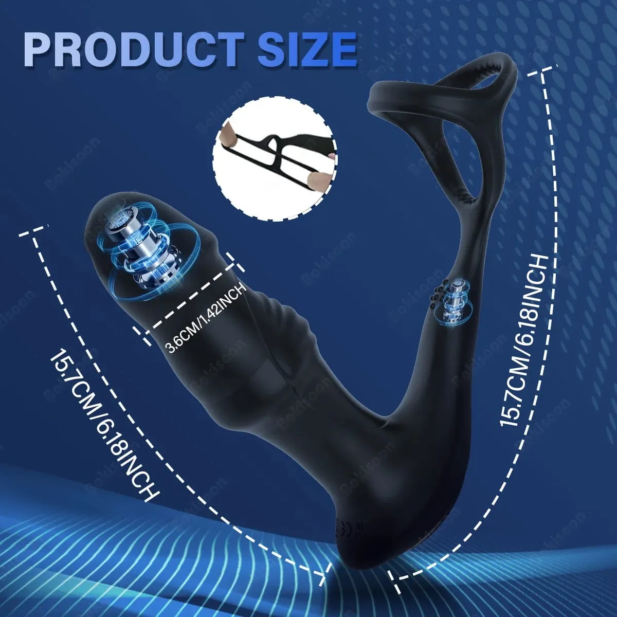 Bokisoon Massaggiatore prostatico Vibratore anale 9 Dimenando Spinte con Cock Ring Butt Plug Giocattoli sessuali telecomandati P Massaggiatore sportivo — image 5
