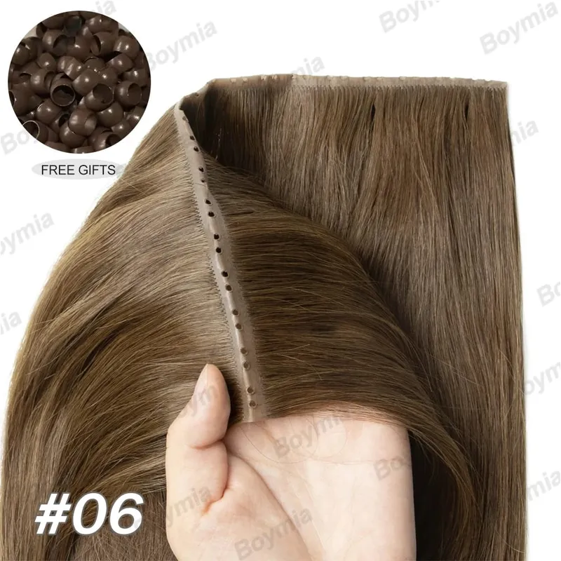 ผีเสื้อ Weft ต่อผมมนุษย์ผมที่มองไม่เห็นแบน PU พร้อม TWIN แท็บ Weft 12-24 นิ้ว microlink การประยุกต์ใช้ 40-50g — image 11