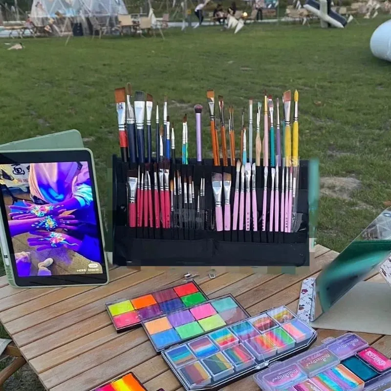 Fırça saklama fırçası çantası büyük kapasiteli katlanabilir taşınabilir makyaj fırçası çantası vücut boyama makyaj için özel saklama çantası — image 1