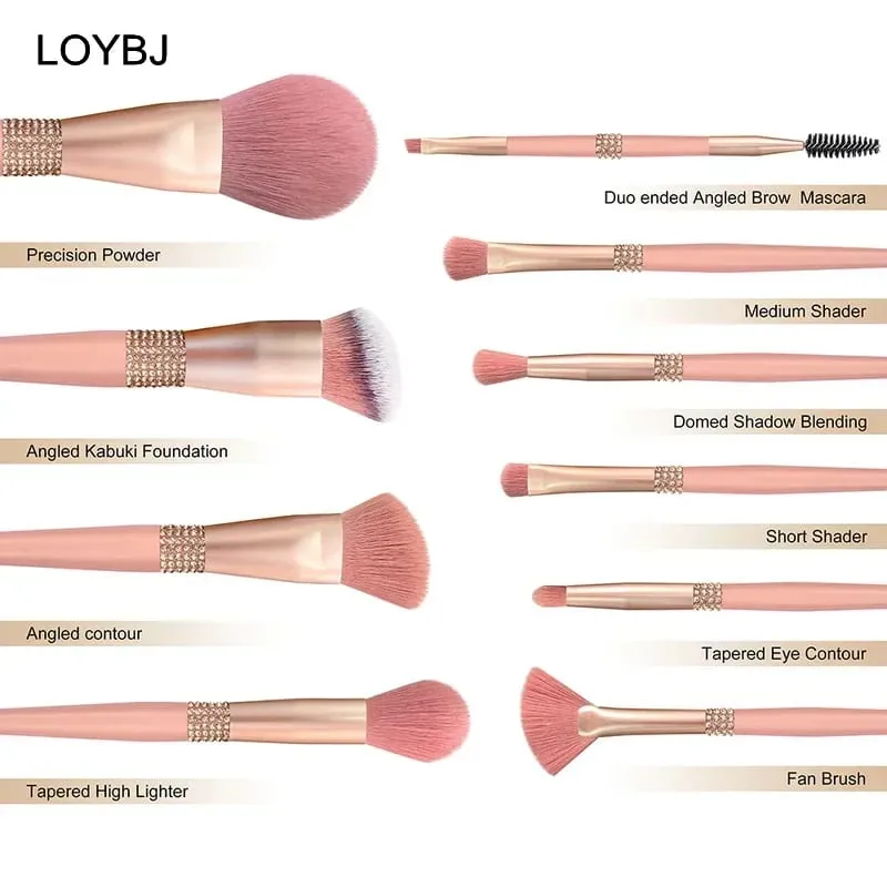 Juego de 10 Uds de brochas de maquillaje de diamantes, herramienta de mezcla de cosméticos, base en polvo, colorete, resaltado, sombra de ojos, cepillo para cejas y pestañas — image 3