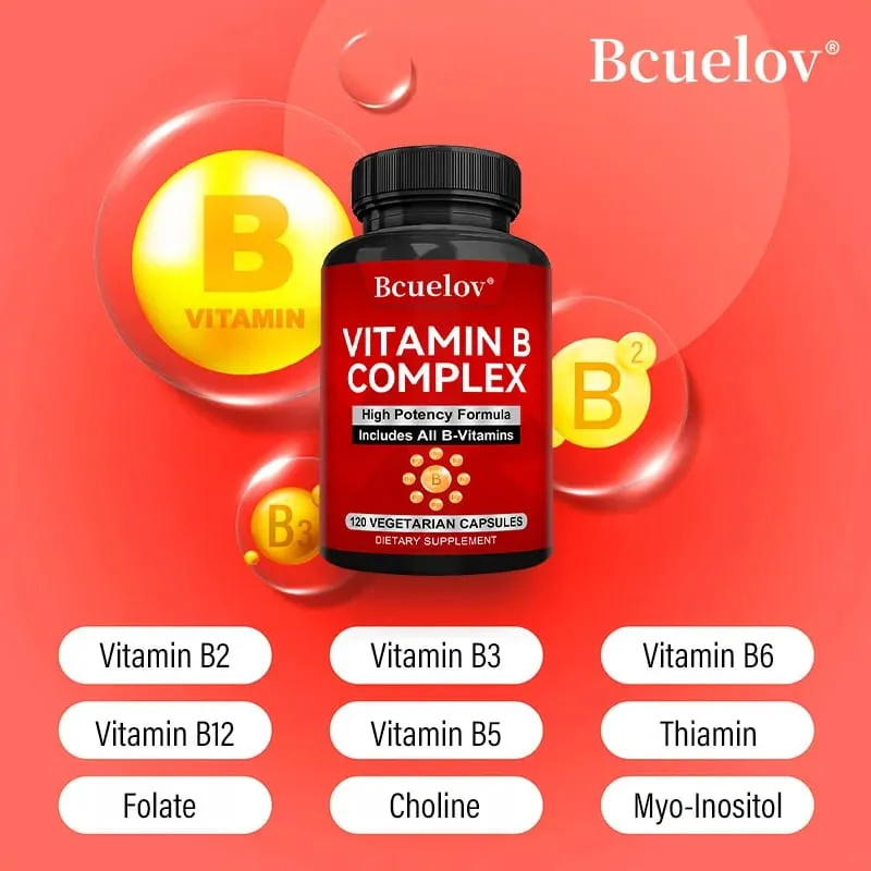 B Complex Vitamins - All B Vitamins Including B12 B1 B2 B3 B5 B6 B7 B9 Folic Acid - Support Healthy Energy Metabolism — image 2