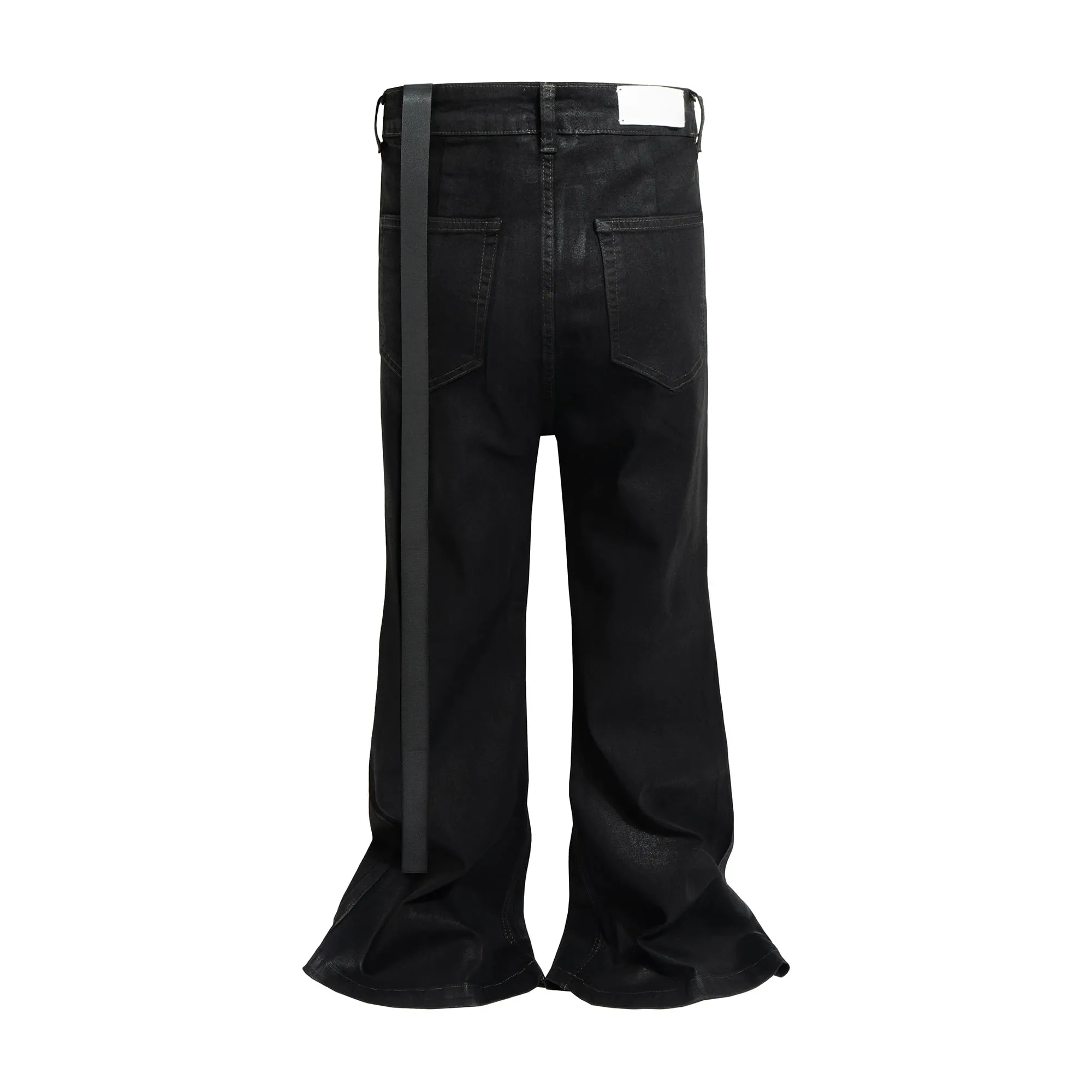 Vintage powłoka batikowa czarne dżinsy typu slim fit rozkloszowane elastyczność rozciągliwa wstążka Y2k Streetwear Casual obcisłe dżinsy z dzwonkiem — image 4