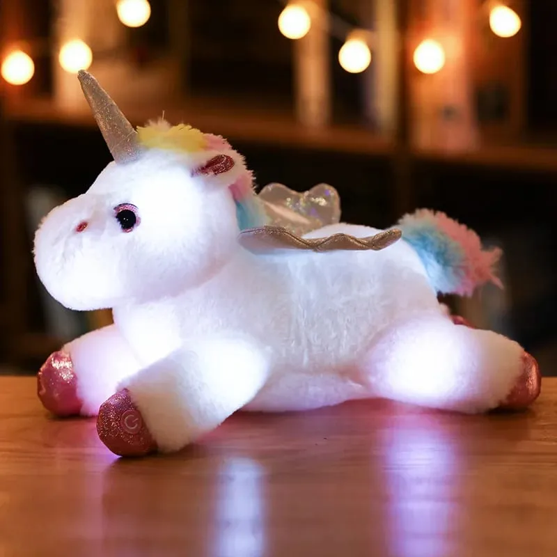 38cm kreativní hračka Světelný polštář Měkký vycpaný plyš svítící Jednorožec Polštář Led Light Hračky Dárek pro děti Děti Dívky — image 7