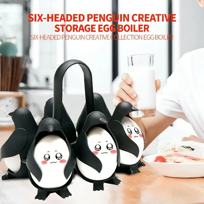 Niedlicher Pinguin-Eierkocher für Küchenhelfer, Eierkochwerkzeug, Eierdampfgarer mit Griff zum Kochen von Eiern — image 4