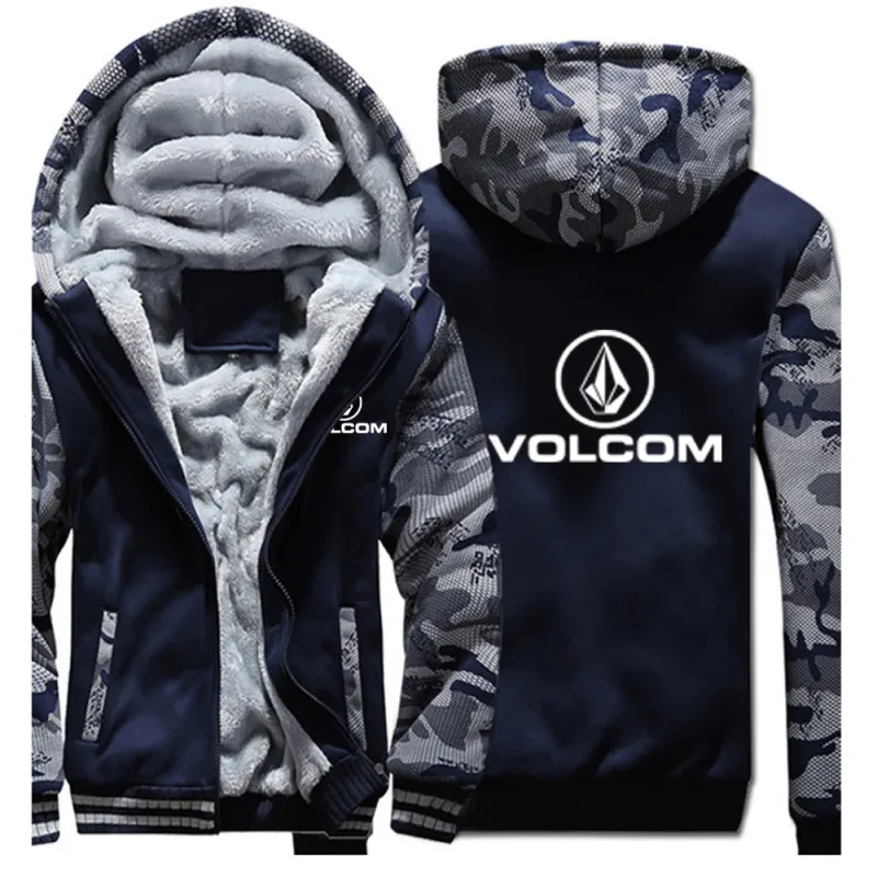 2025 Nuovo Addensare Giacca Calda Autunno E Inverno VOLCOM Stampa Fodera In Cotone da Uomo Cappotto Comodo Felpe Con Cappuccio Popolare — image 2