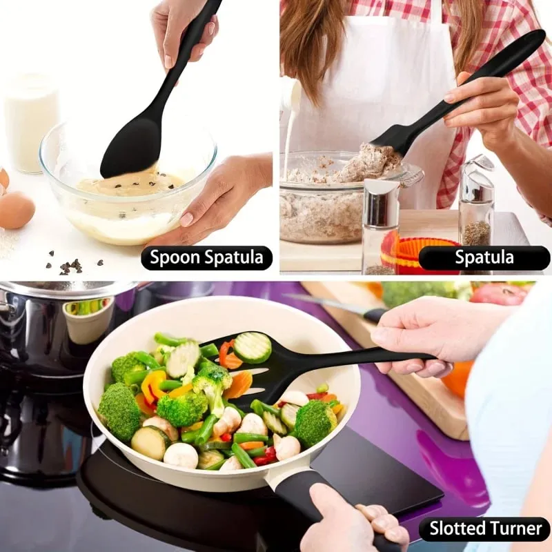 1 /7-teiliges Silikon-Küchenhelfer-Set – Antihaft-Spatel, Löffel, Skimmer, Pasta-Clip und mehr zum Kochen und Backen — image 7