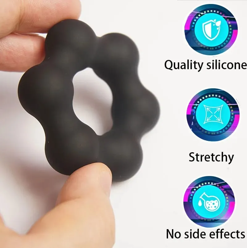 Estrella pene pene anillo retrasar la eyaculación de silicona Cockring erección juguetes sexuales hombres testículo escroto bola camilla — image 2
