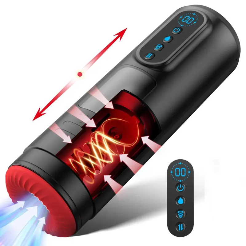 LCD Automatico Succhiare Masturbatore Maschile 9 Spinta Vibrazione Macchina Pompa Riscaldamento Figa Pompa Del Pene Tazza di Masturbazione Giocattoli Del Sesso
