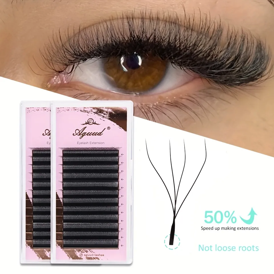 4D W-förmige C/D/L/M-Curl-Wimpernverlängerung, vorgefertigte Volumenfächer, weicher Farbverlauf, Nerz, einfache Verschönerung natürlicher falscher Wimpern — image 2