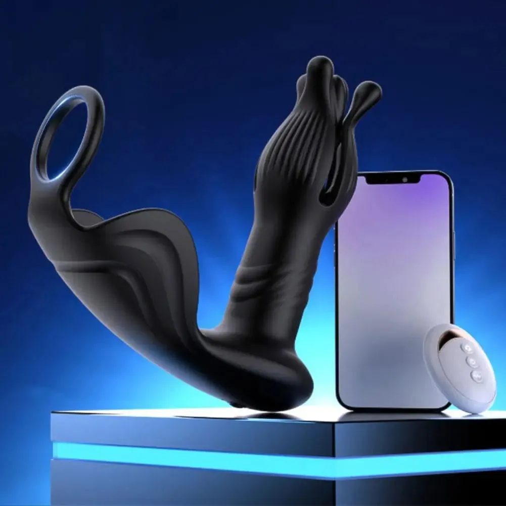 Prostate Massager Anal Plug 9 Tension Retractable Remote Control Backyard Prostate Anal Plug Αυτόματη σεξουαλικά παιχνίδια πολλαπλών συχνοτήτων — image 2