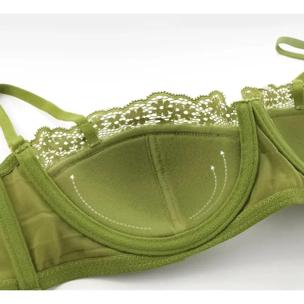 Ensemble de soutien-gorge en dentelle française confortable, demi-tasse, push-up, fin, respirant, Sexy, Lingerie pour femmes, sous-vêtements, soutien-gorge, culotte, costume S-XL — image 1