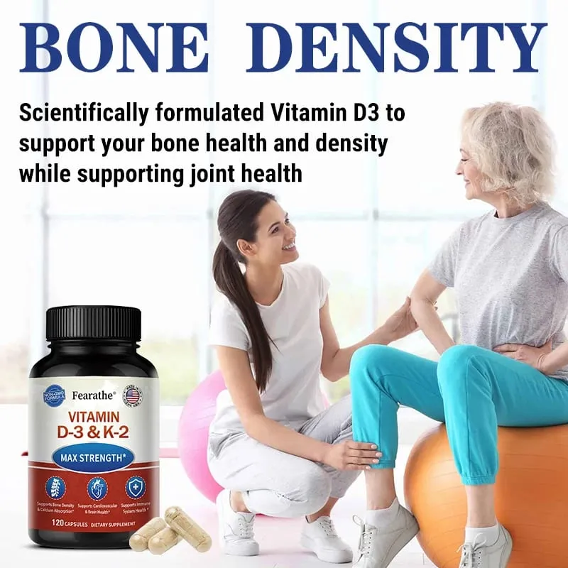 Las cápsulas MK-7 de vitamina D3 y K2 apoyan la salud de las articulaciones de los dientes y los huesos, aumentan la absorción de calcio — image 4