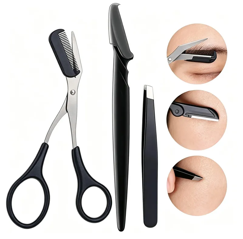 3/5/10-teiliges Augenbrauen-Set für Damen, Augenbrauen-Trimmer, Rasierer, Schere, Pinsel, Pinzette, Pflege-Werkzeug-Set — image 10