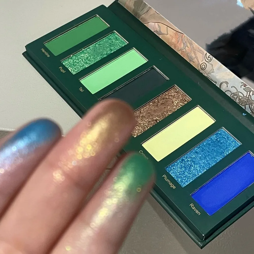 8-färgs rökt grön ögonskuggspalett metallisk blå pärlemorskimrande glitter ögonskuggsplatta Diamant ljusare höjdpunkter makeup — image 6