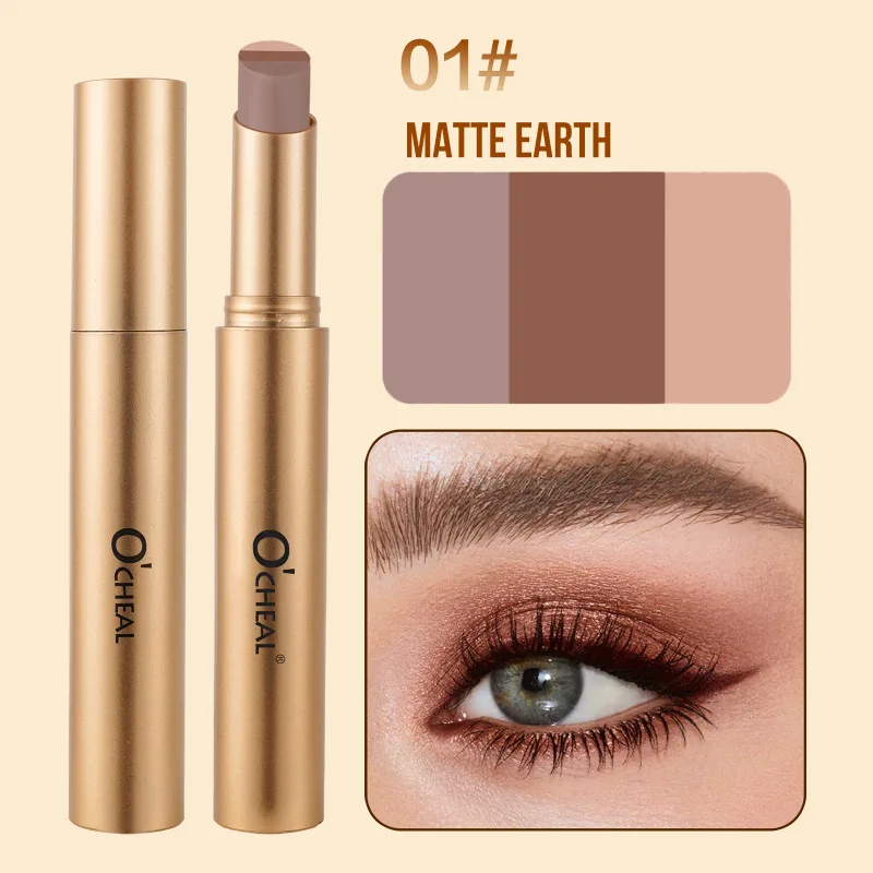 Bâton d'ombre à paupières nacré mat 3 couleurs, imperméable, brillant Durable, maquillage pour les yeux fumé, cosmétiques, bâton d'ombre à paupières longue durée