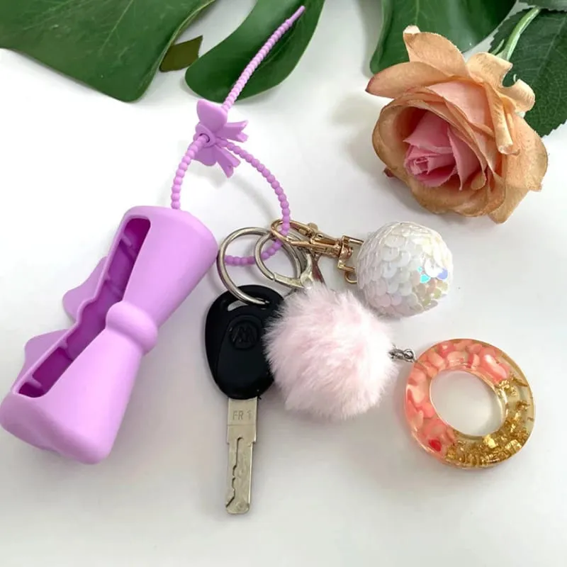 Bow Candy Peanut Shape Silikon Penutup Gincu Rantai Kunci Beg Simpanan Gincu Warna Pepejal Pemegang Balsem Bibir Ringan — image 6