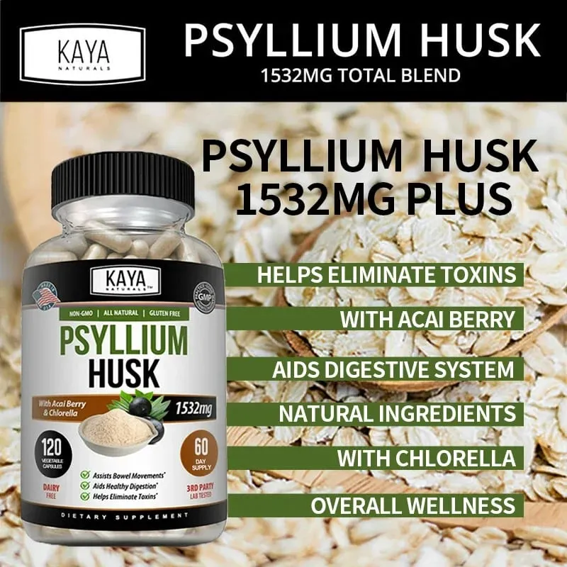 Capsules de cosse de psyllium - 1532 mg - Enrichies en racine de gingembre et en aloe vera pour favoriser la santé digestive et la détoxification de l'intestin — image 7