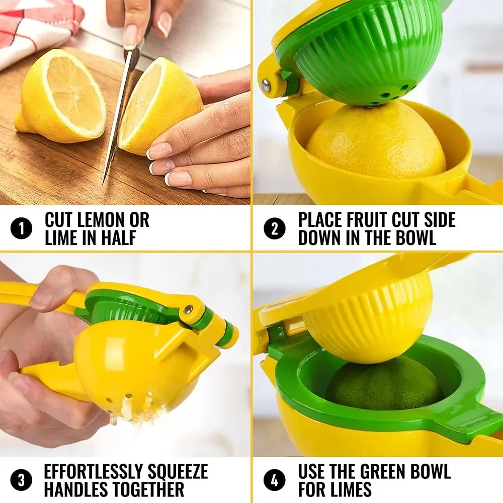 1 Buah Pemeras Lemon Pembuat Jus Buah Segar Jeruk Nipis Segar Pembuat Jus Manual Portabel Ekstraktor Tekan Tangan Logam — image 9