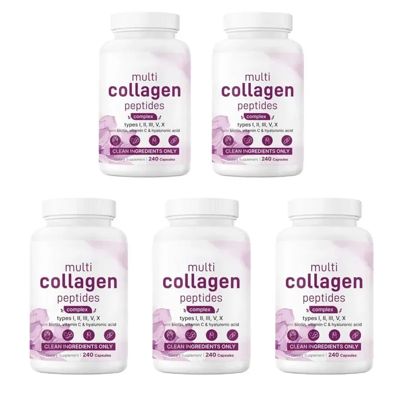 Multi Collagen Peptides Capsules with Biotin Vitamin C and Hyaluronic Acid Contains Eggs and Fish 240 Capsules — image 11
