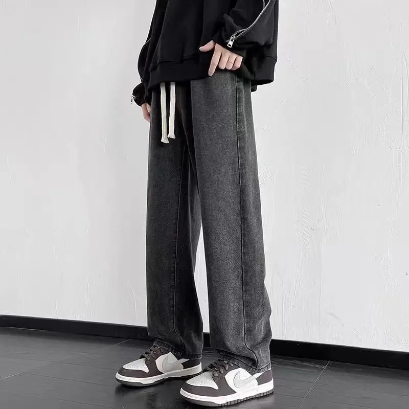 Men's Jeans Korean Version Student Casual Pants High Street Straight Loose Wide Leg Jeans Black Grey Blue Baggy Jeans — image 6