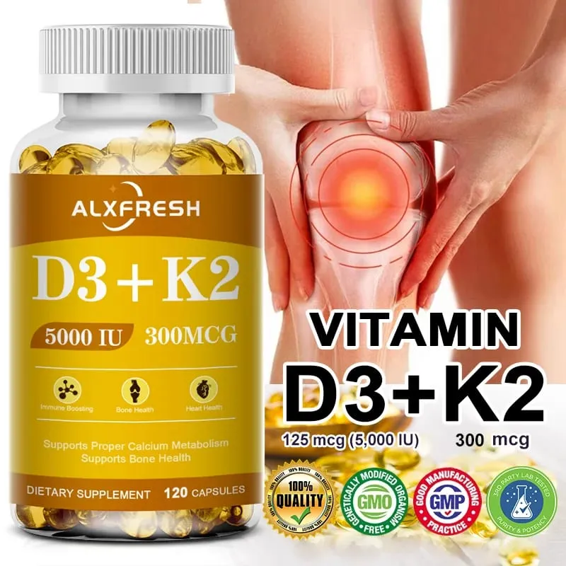 Alxfresh Witamina D3+K2 Kapsułki na odporność stawów Wsparcie mięśni i kości dzięki różnorodnym suplementom witamin i minerałów