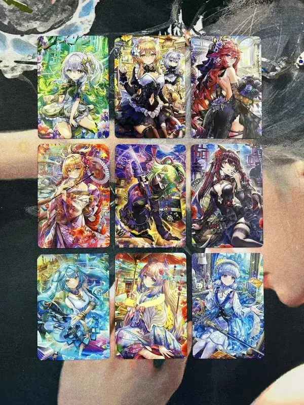 DIY Fanmade ผสม Genshin Honkai Waifu โฮโลแกรมเลเซอร์แฟลชการ์ดเกมซื้อขายสะสม — image 8