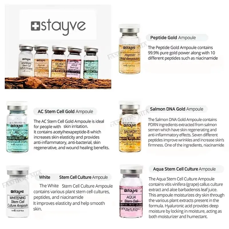 ปลาแซลมอน DNA/Peptide Korea Original Stayve 8ml BB ครีม GLOW แต่งหน้าชุด Hyaluronic Serum Ampoule Foundation Skin Care ความงาม — image 5
