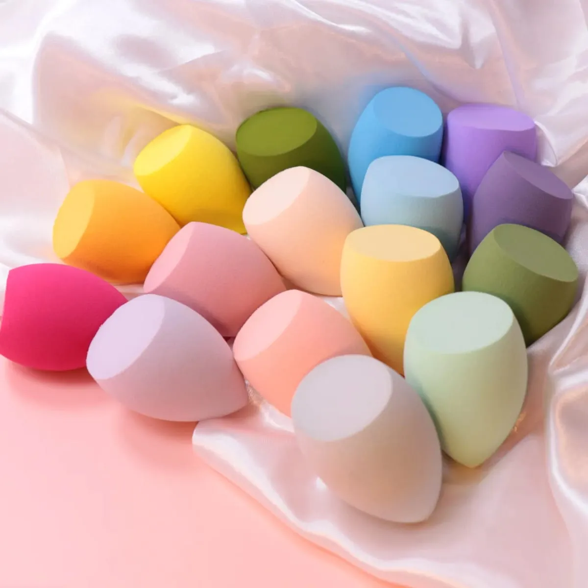 50 pezzi con logo personalizzato morbida spugna per trucco non in lattice fondotinta con etichetta privata spugna per bellezza spugna per trucco multicolore fai da te — image 5