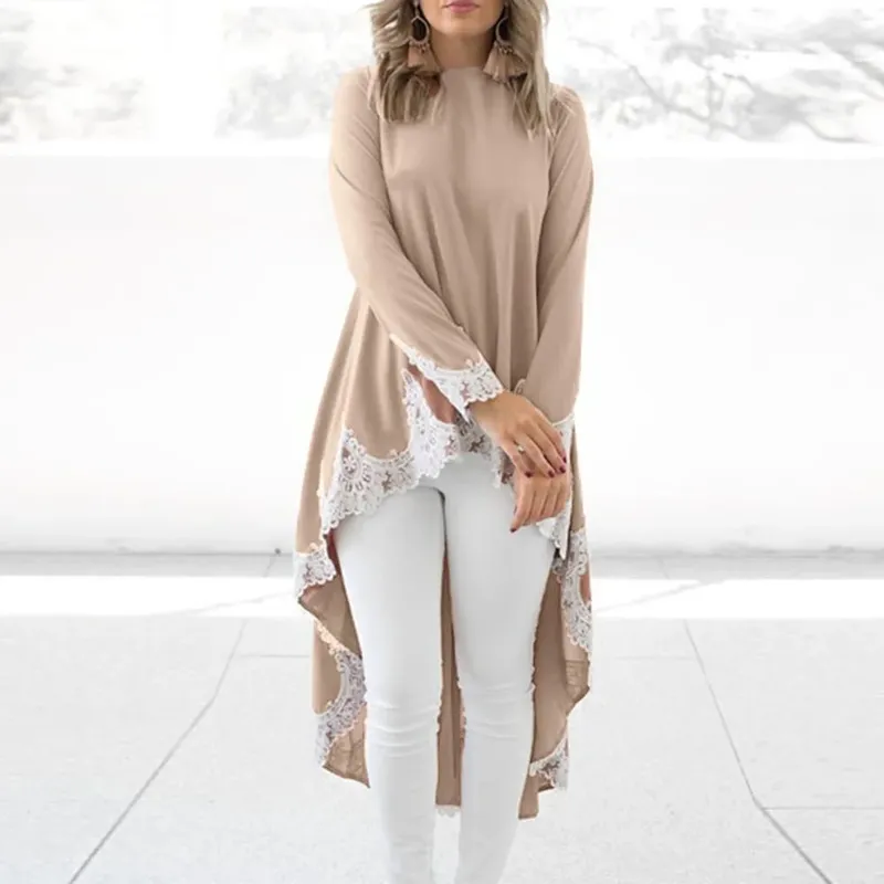Mùa Xuân Thanh Lịch Váy Đầm Cho Nữ Tay Dài Cổ Tròn Chui Đầu Viền Không Đều Màu Dresss vestidos Áo Dây Femme Soirée Verte